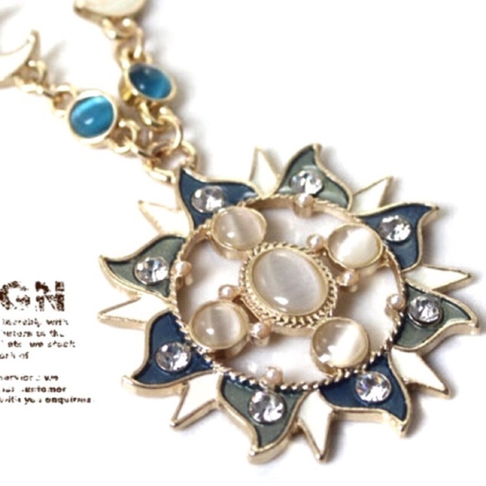 Sun Moon Star Astrology Mystic Statement Necklace - Picture 6 of 8